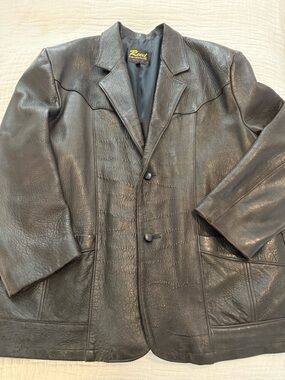 Reed Leather Button-Up Western Jacket Flawed 0733